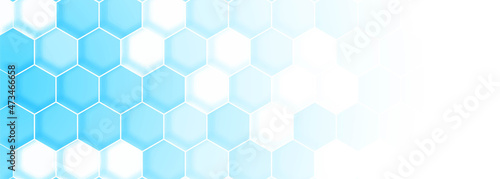 Blue molecule structure banner template vector