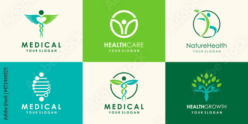 Healthy People and Cannabis Leaf logo design template