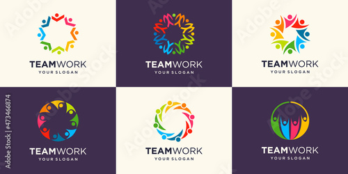 Social Network Team Partners Family Friends logo design.