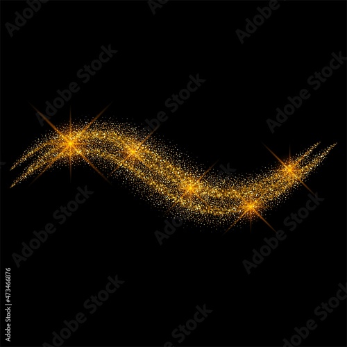 Luxury background shiny golden particles wave vector