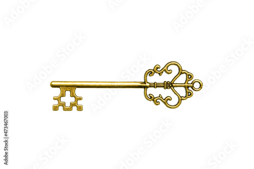 Vintage key on white background	