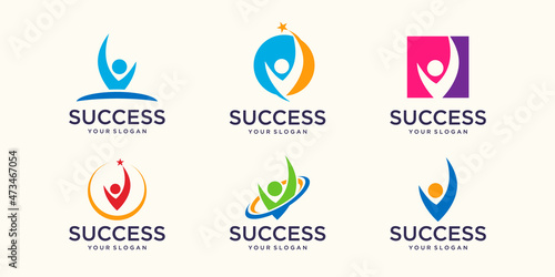 Success people works logo vector logo design template