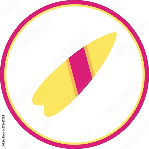 Surfboard Flat Circle Vector Icon Design