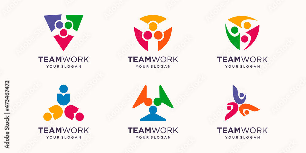 set of team work Logo. Vector Illustration
