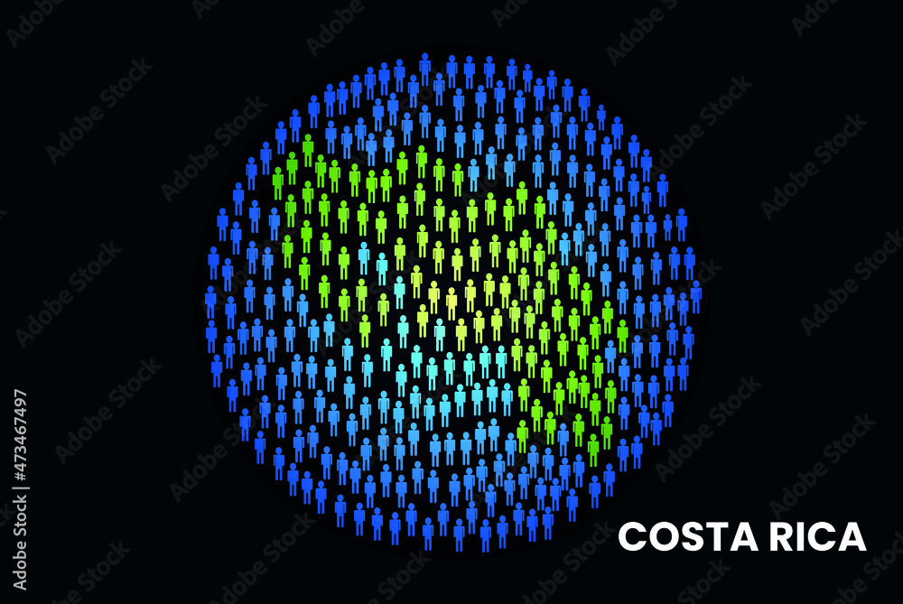 Costa Rica population people map in globe vector illustration desig
