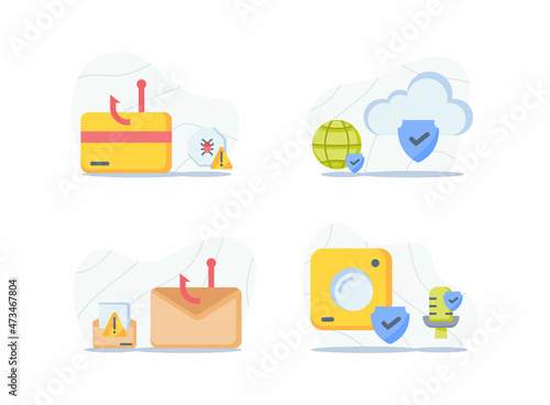 internet security concept icon set package collection with phishing and click bait email malware