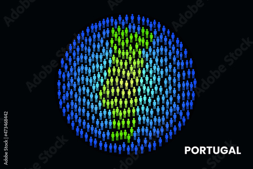 Portugal population people map in globe vector illustration design