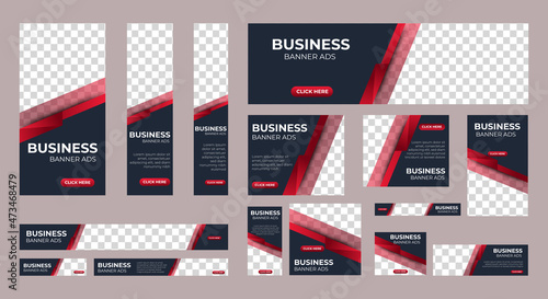set of creative web banners of standard size with a place for photos. Business ad banner. Vertical, horizontal and square template
