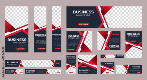 set of creative web banners of standard size with a place for photos. Business ad banner. Vertical, horizontal and square template
