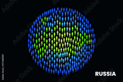 Russia population people map in globe vector illustration design