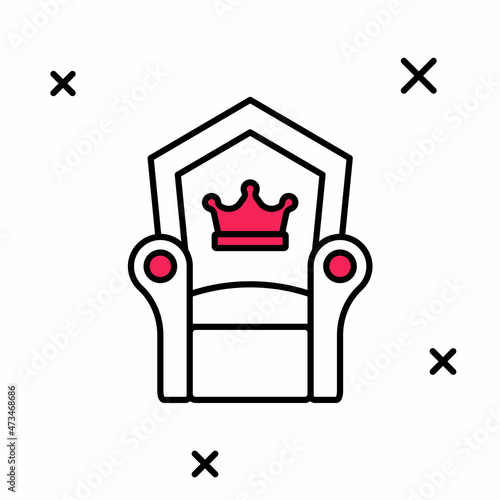 Filled outline Medieval throne icon isolated on white background. Vector