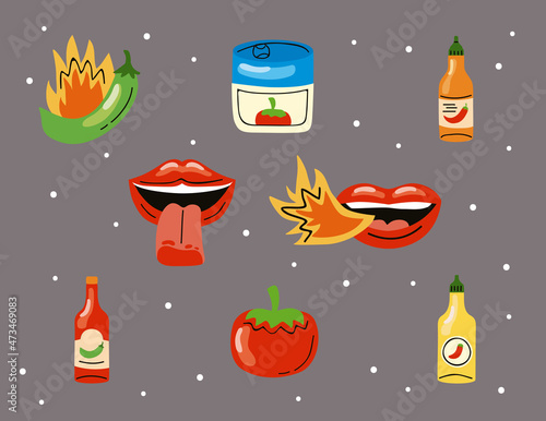 eight chili sauce icons