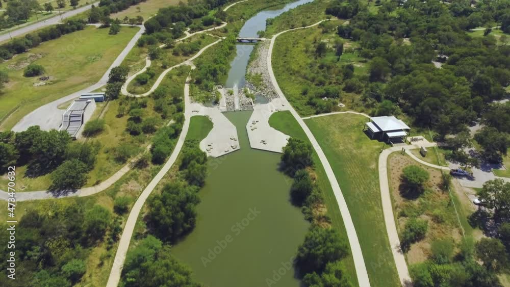 A little canoe chute on the San Antonio river made of cement and