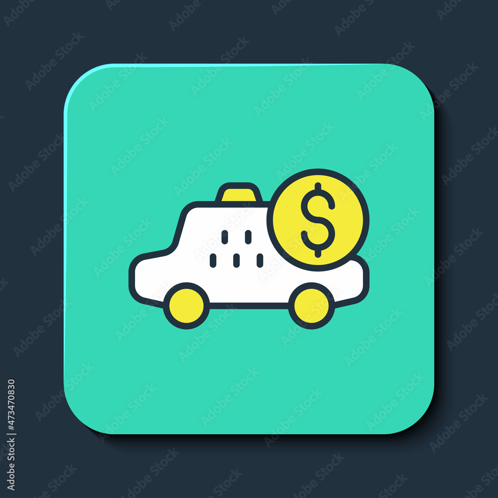 Filled outline Taximeter device icon isolated on blue background. Measurement appliance for passenger fare in taxi car. Turquoise square button. Vector Filled outline Taximeter device icon isolated on blue background. Measurement appliance for passenger fare in taxi car. Turquoise square button. Vector