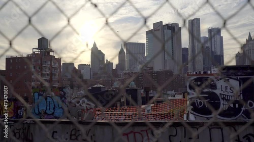 Brooklyn Manhattan Bridge view at sunset, New York City