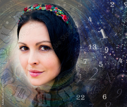 Art portrait woman time and space
