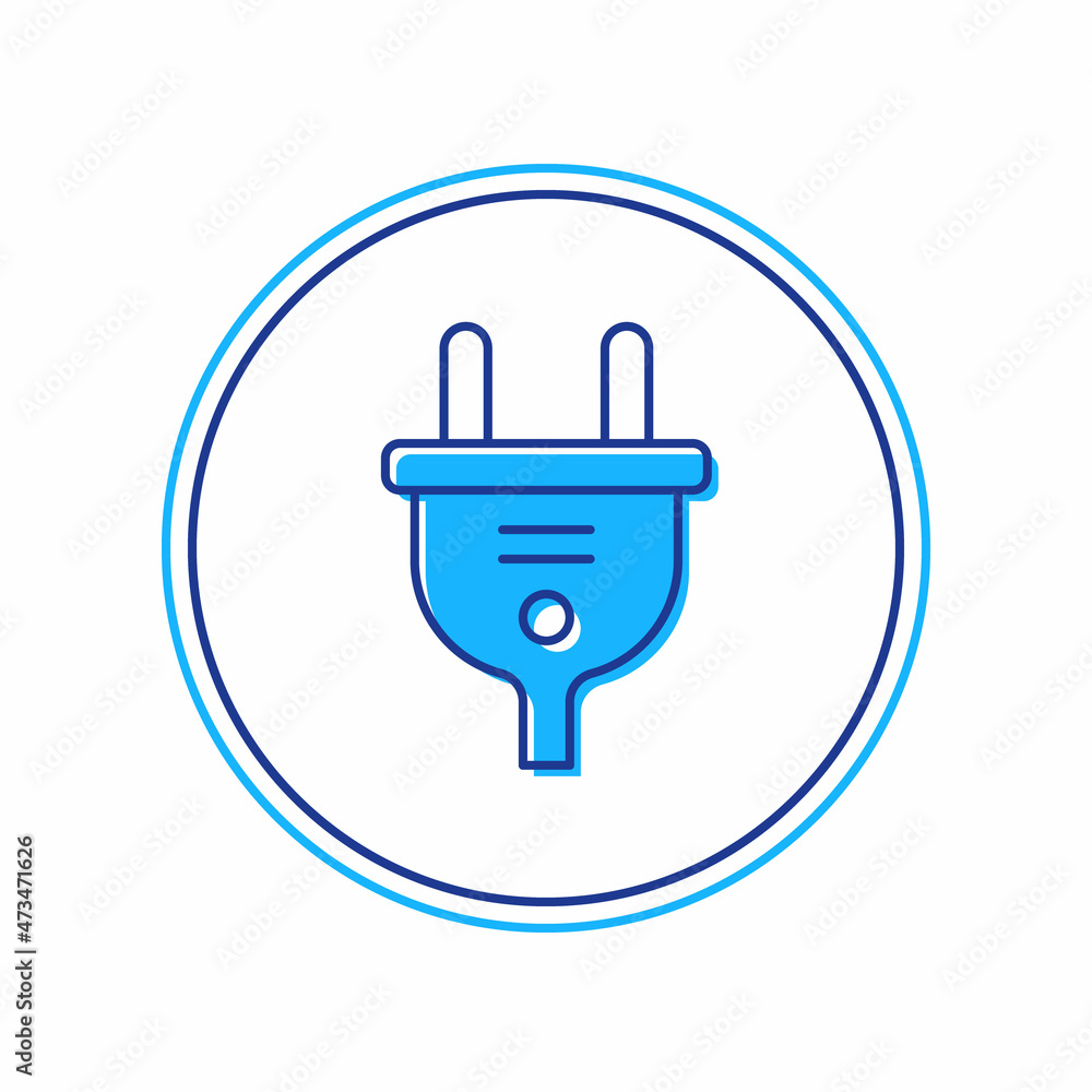 Filled outline Electric plug icon isolated on white background. Concept of connection and disconnection of the electricity. Vector Filled outline Electric plug icon isolated on white background. Concept of connection and disconnection of the electricity. Vector