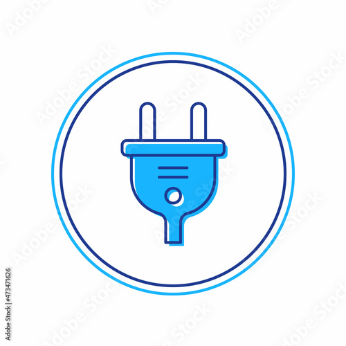 Filled outline Electric plug icon isolated on white background. Concept of connection and disconnection of the electricity. Vector