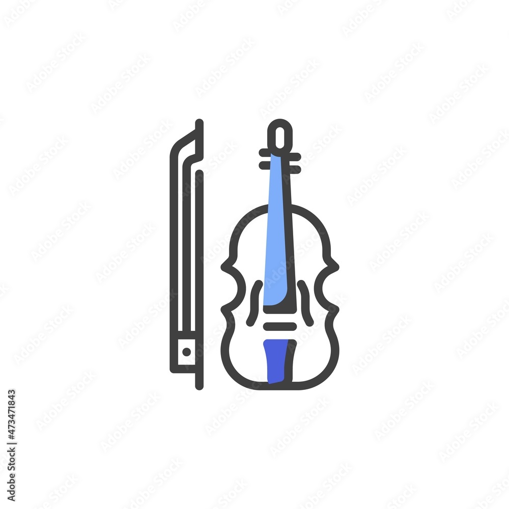 Naklejka premium Violin, music instrument line icon
