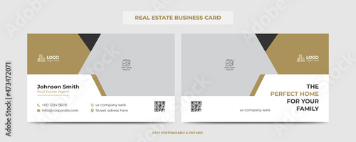 Real Estate Agent and Construction Business Card Template. Creative Real Estate Business card. Modern Home Visiting Card. Name Card Template