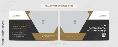 Real Estate Agent and Construction Business Card Template. Creative Real Estate Business card. Modern Home Visiting Card. Name Card Template