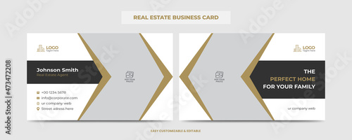 Real Estate Agent and Construction Business Card Template. Creative Real Estate Business card. Modern Home Visiting Card. Name Card Template