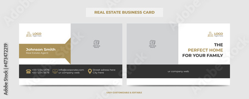 Real Estate Agent and Construction Business Card Template. Creative Real Estate Business card. Modern Home Visiting Card. Name Card Template