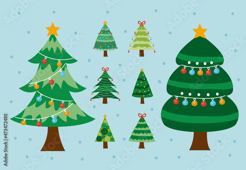 christmas trees eight icons