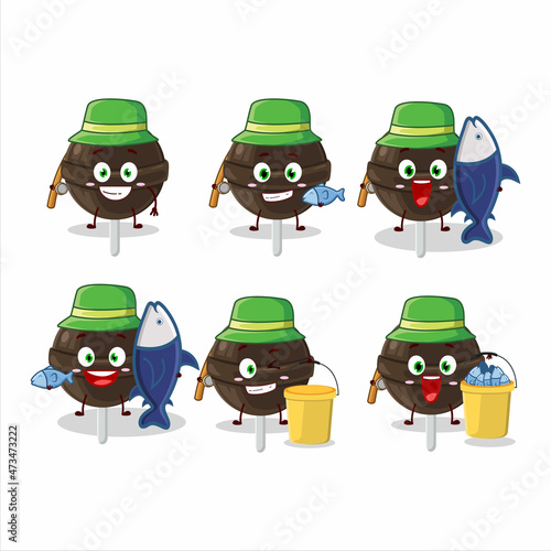 A fisherman sweet chocolate lolipop cartoon picture catch a big fish