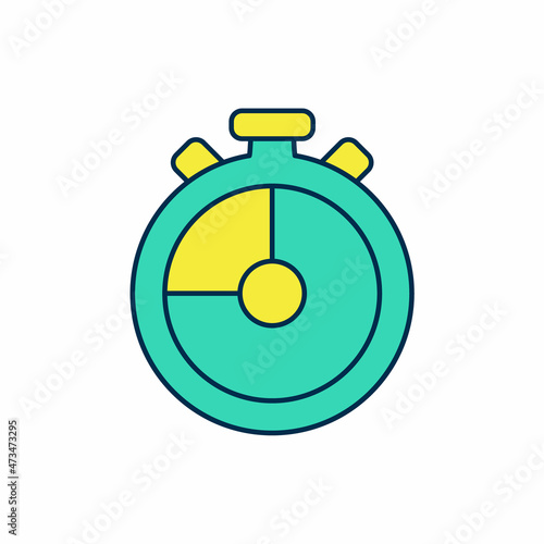 Filled outline Stopwatch icon isolated on white background. Time timer sign. Chronometer sign. Vector