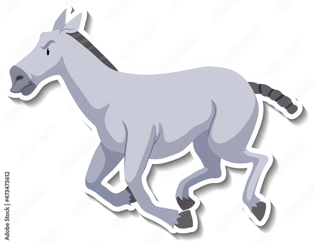 A horse running animal cartoon sticker