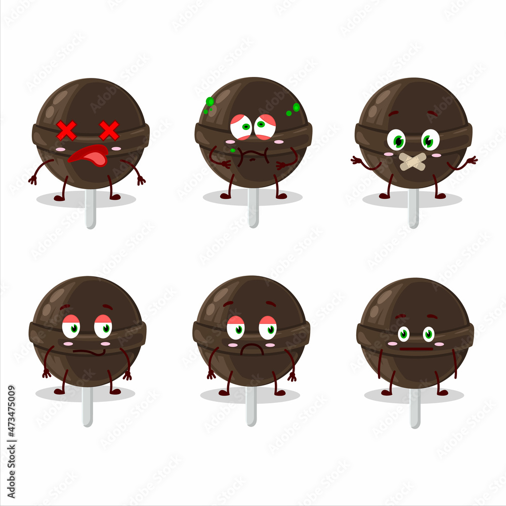 Sweet chocolate lolipop cartoon character with nope expression Sweet chocolate lolipop cartoon character with nope expression