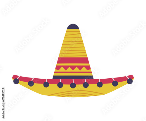Sombrero Wide-brimmed Hat as Mexican Symbol Vector Illustration