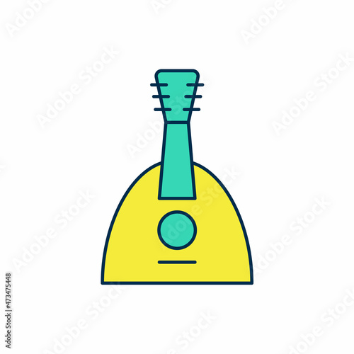 Filled outline Musical instrument balalaika icon isolated on white background. Vector