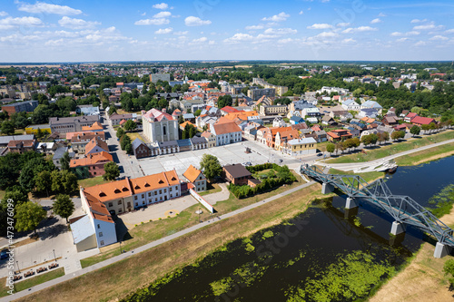 Aerial summer day view in sunny city Kėdainiai, Lithuania