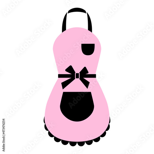Apron women's with bow for kitchen or cleaning. Protective apron uniform for cooking.