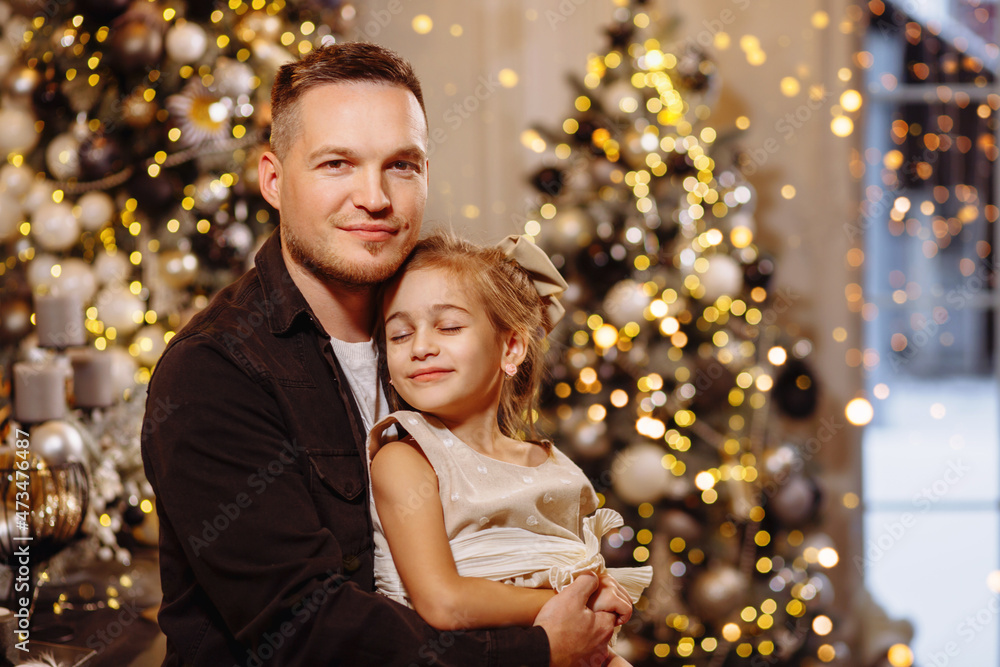 Dad and daughter on Christmas Eve and New Year Dad and daughter on Christmas Eve and New Year