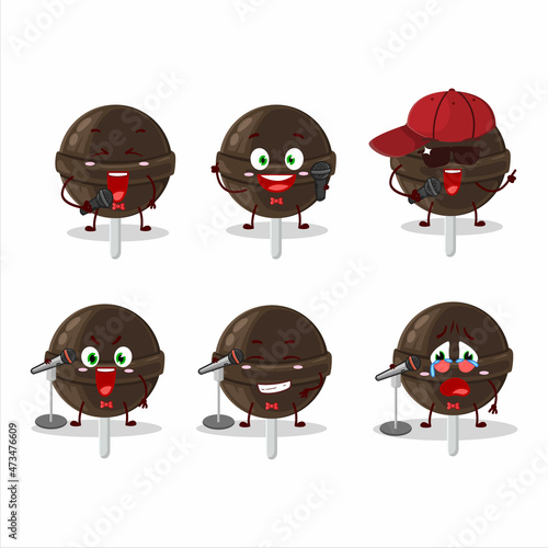 A Cute Cartoon design concept of sweet chocolate lolipop singing a famous song