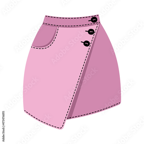 Skirt women's, technical drawing. Mini skirt isolated on a white background. Fashion women clothes