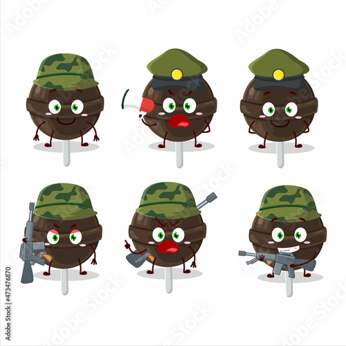 A charming soldier sweet chocolate lolipop cartoon picture bring a gun machine
