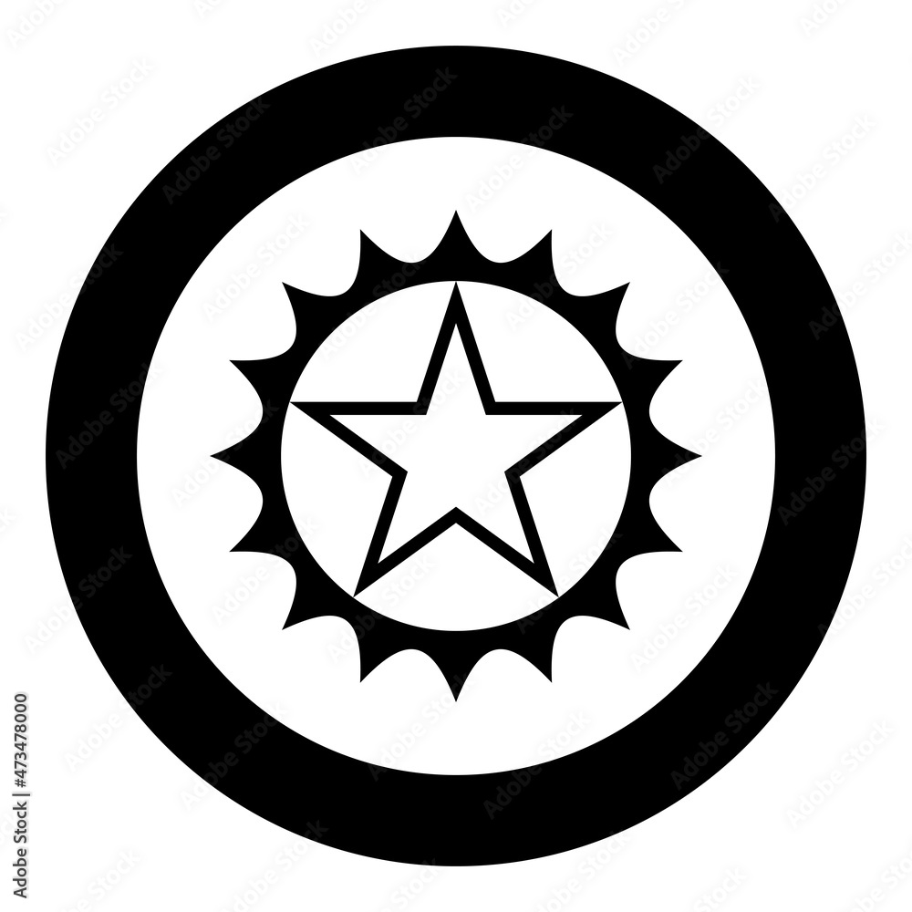 Star in circle with sharp edges icon in circle round black color vector illustration image solid outline style Star in circle with sharp edges icon in circle round black color vector illustration image solid outline style