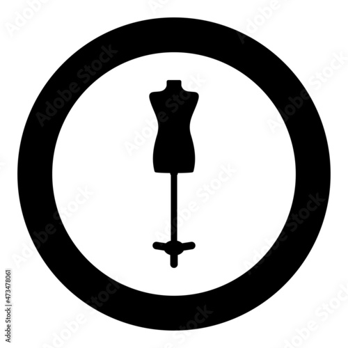 Torso Mannequin tailors dummy silhouette manikin dressmakers icon in circle round black color vector illustration image solid outline style