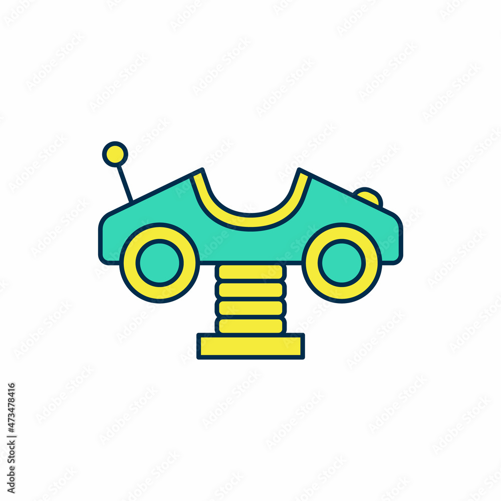 Filled outline Swing car on the playground icon isolated on white background. Childrens carousel with car. Amusement icon. Vector Filled outline Swing car on the playground icon isolated on white background. Childrens carousel with car. Amusement icon. Vector