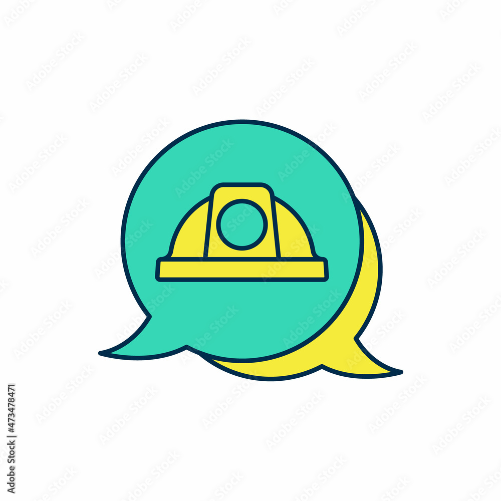 Filled outline Worker safety helmet icon isolated on white background. Vector Filled outline Worker safety helmet icon isolated on white background. Vector