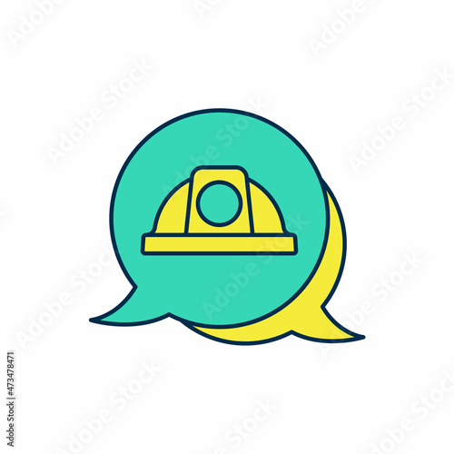 Filled outline Worker safety helmet icon isolated on white background. Vector