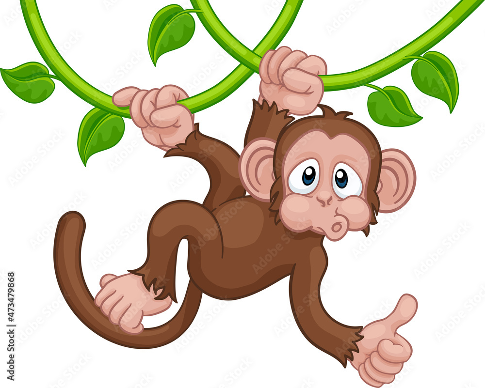 Monkey Singing On Jungle Vines Thumbs Up Cartoon Stock Vector | Adobe Stock Monkey Singing On Jungle Vines Thumbs Up Cartoon Stock Vector | Adobe Stock