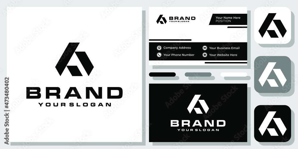 Initials Letters AF FA Triangle Monogram Simple Black Abstract Logo Design with Business Card Template Initials Letters AF FA Triangle Monogram Simple Black Abstract Logo Design with Business Card Template