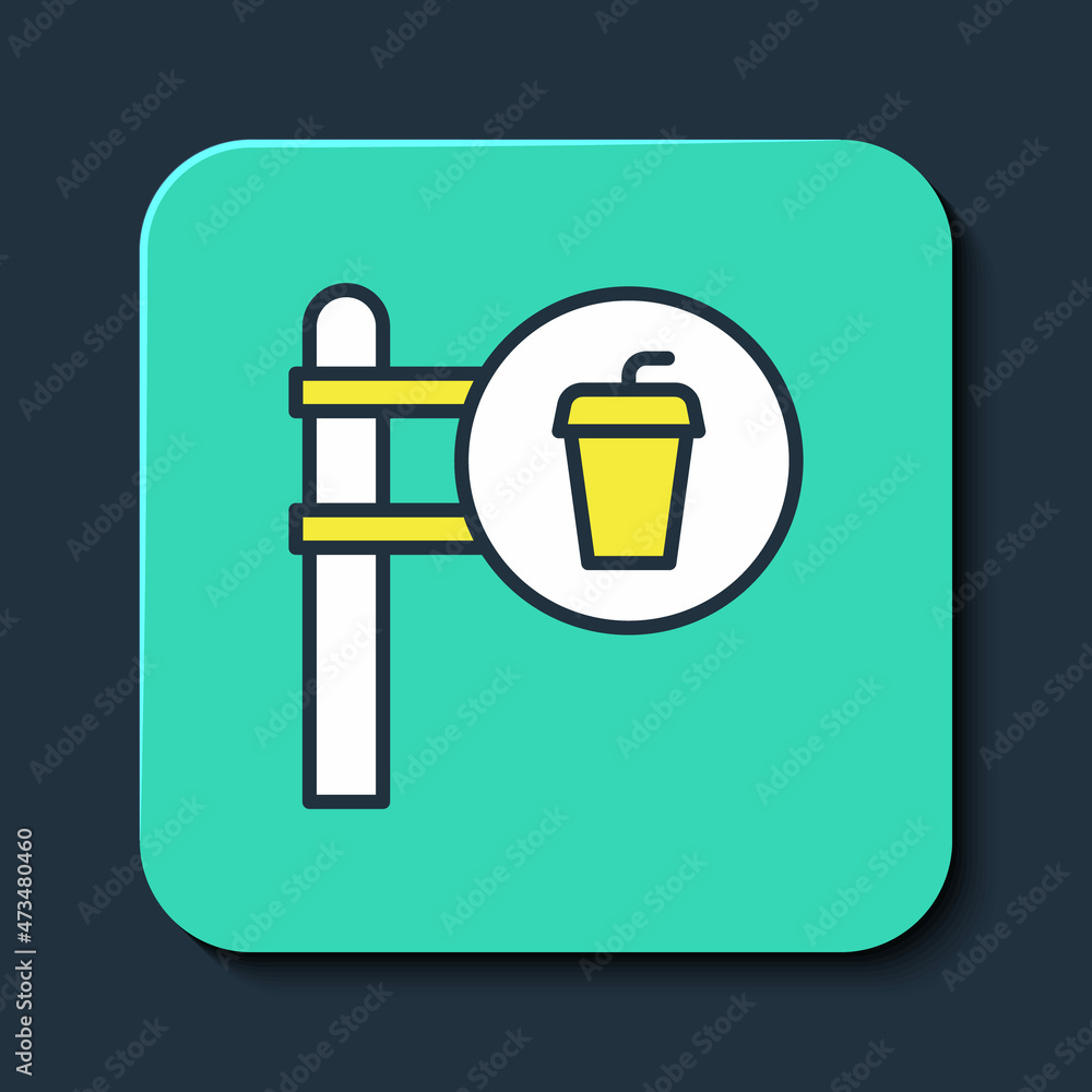 Filled outline Cafe and restaurant location icon isolated on blue background. Fork and spoon eatery sign inside pinpoint. Turquoise square button. Vector. Filled outline Cafe and restaurant location icon isolated on blue background. Fork and spoon eatery sign inside pinpoint. Turquoise square button. Vector.