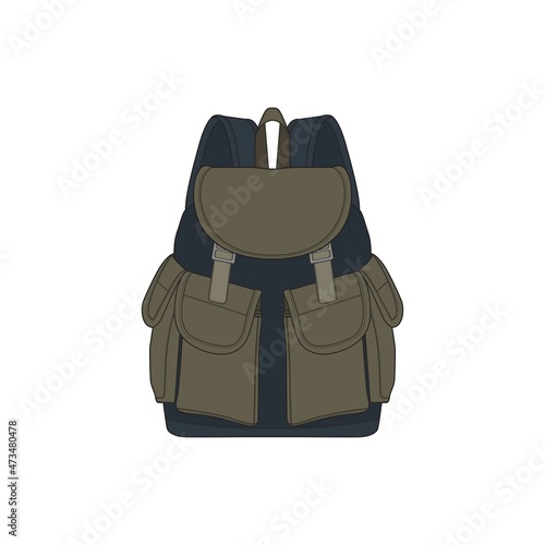 Vector Colorful Backpacks. Backpacks for schoolchildren, students, travellers and tourists. Back to School rucksack flat vector illustrations isolated on white.
