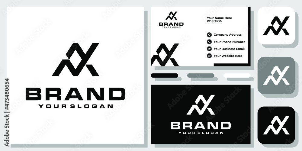 Initials Letters AN NA Triangle Geometric Simple Monogram Logo Design with Business Card Template Initials Letters AN NA Triangle Geometric Simple Monogram Logo Design with Business Card Template